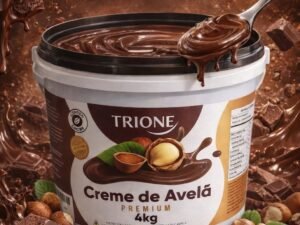 Creme de avelã Premium Trione 4kg em balde, sabor delicioso com avelãs e cacau.