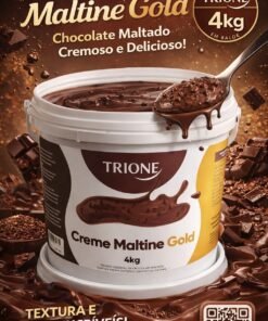 Creme Maltine Gold Trione 4kG em balde, chocolate maltado cremoso e delicioso.